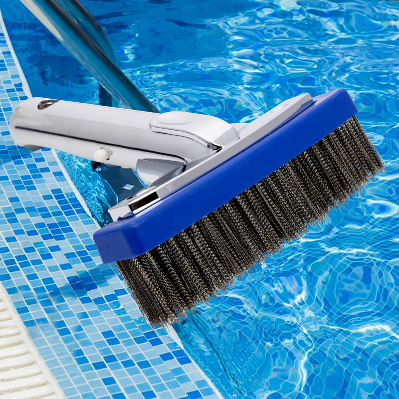 5 Inches, Aluminum-Back Swimming Pool Algae Brush with Stainless Steel Bristles, Classic Collection,