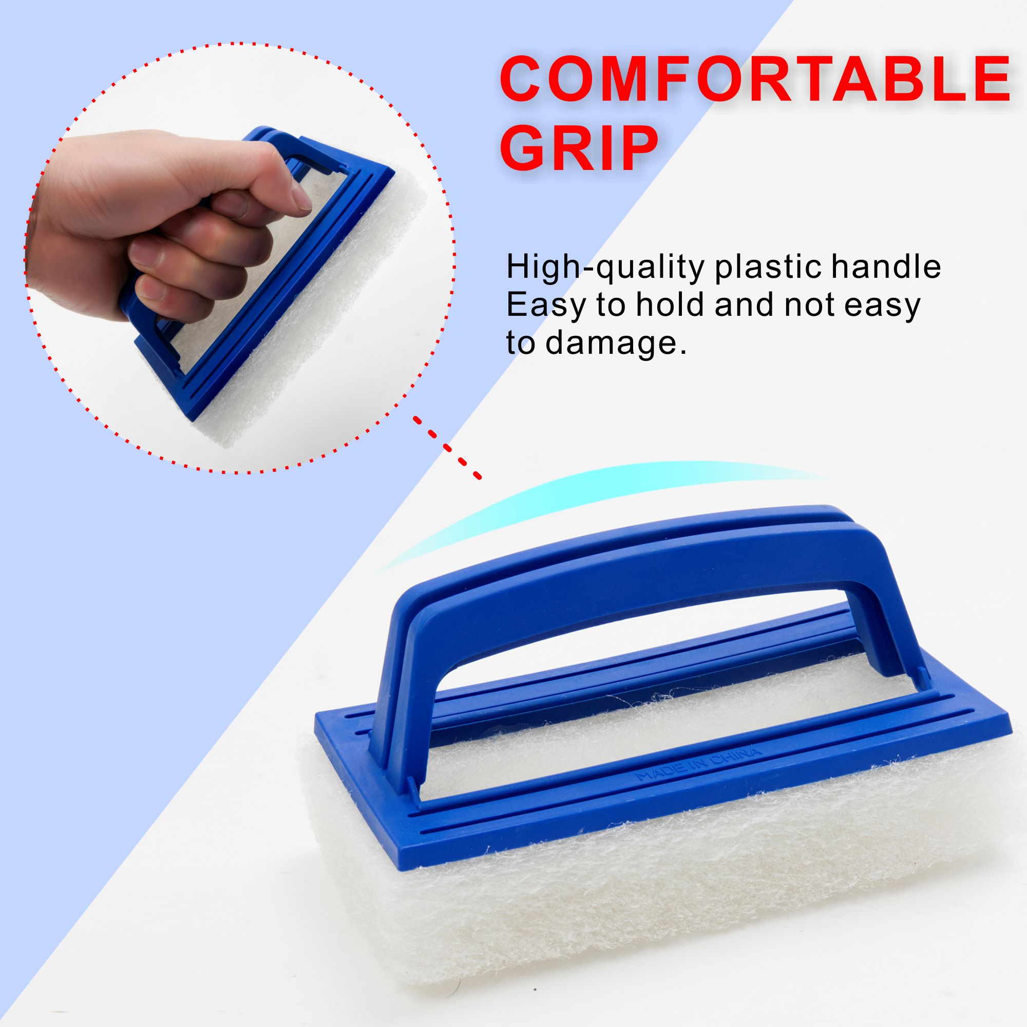 Hand-Held Sponge Swimming Pool Brush,Hand-Held Bath Scrubber,Heavy Duty Scrub Sponges,Sponge Brush,Tile Scrub Brush for Cleaning Pool Walls & Tile of Cleaning