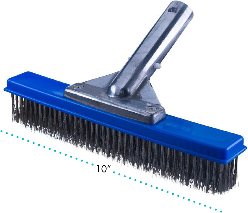 10 inch Wide Heavy Duty Stainless Steel Wire Pool Brush, Designed for Concrete and Gunite Pools and Walkways, Great on Extremely Tough Stains