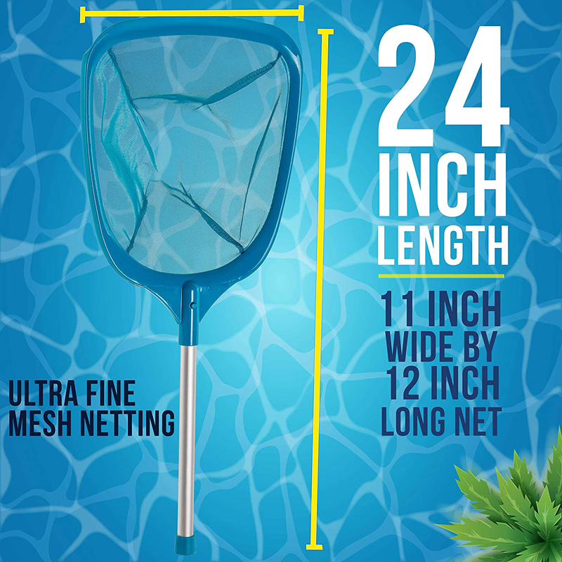 Professional Pool Skimmer Net,Aluminum Telescopic Pole Leaf Skimming Net, Detachable Pole,Quick Cleaning of Debris and Leaves on The Ground and in The Swimming Pool