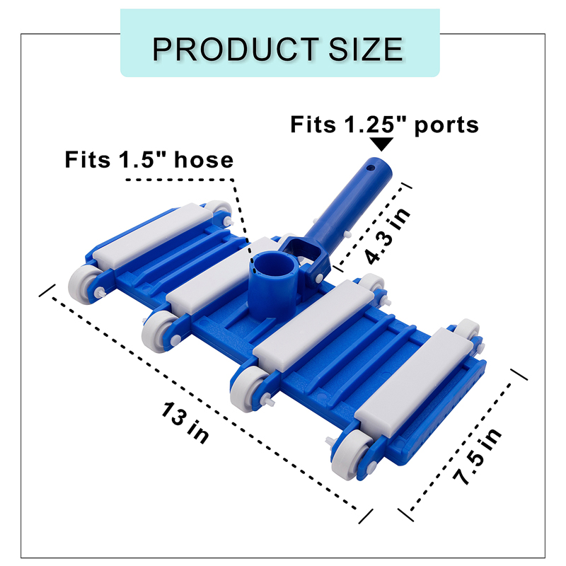 Flexible Weighted Swimming Pool Vacuum Head with Wheels