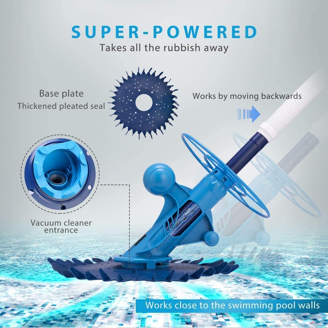 Automatic Inground Above Ground Suction Swimming Pool Sweeper Vacuum Cleaner with 10 3.28 ft Hoses