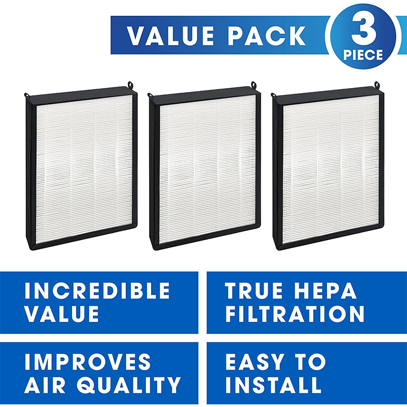 Air Purifier Filter Replacement with High-Efficiency Activated Carbon + True HEPA Combo Compatible with Pack of 3