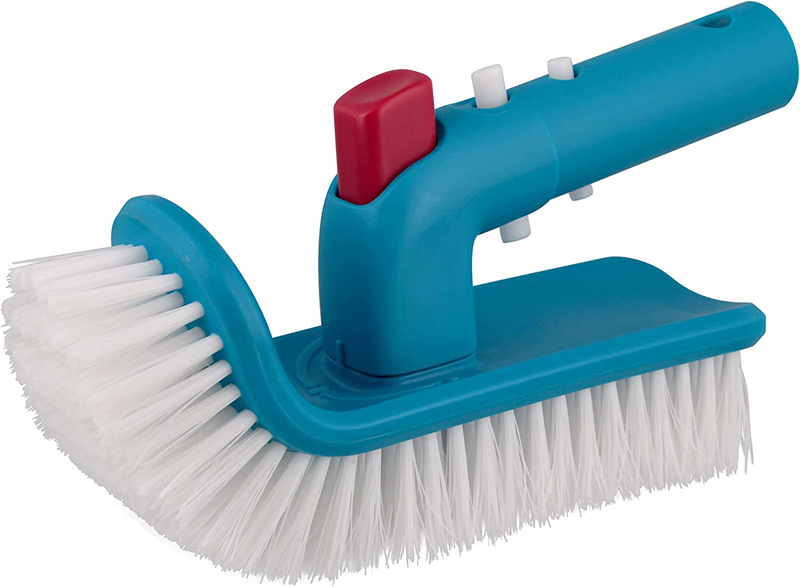 Professional Pool Step and Corner Cleaning Brush with Adjustable 180 Degree Handle Rotation - Curved End Bristles - Easily Scrub Sweep Clean Swimming Pools, Spas, Hot Tubs, Bathroom