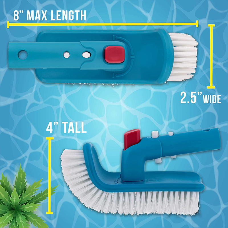 Professional Pool Step and Corner Cleaning Brush with Adjustable 180 Degree Handle Rotation - Curved End Bristles - Easily Scrub Sweep Clean Swimming Pools, Spas, Hot Tubs, Bathroom